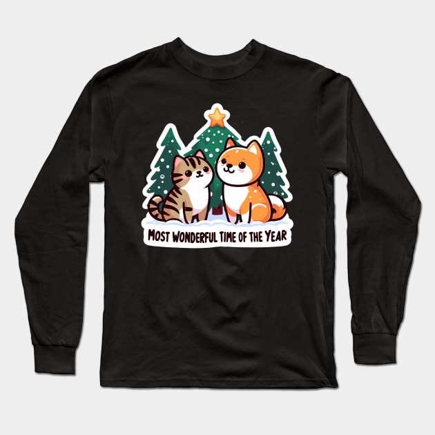 Most Wonderful Time Of The Year Long Sleeve T-Shirt by Plushism